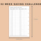 Mini Happy Planner Inserts - 52 Week Saving Challenge