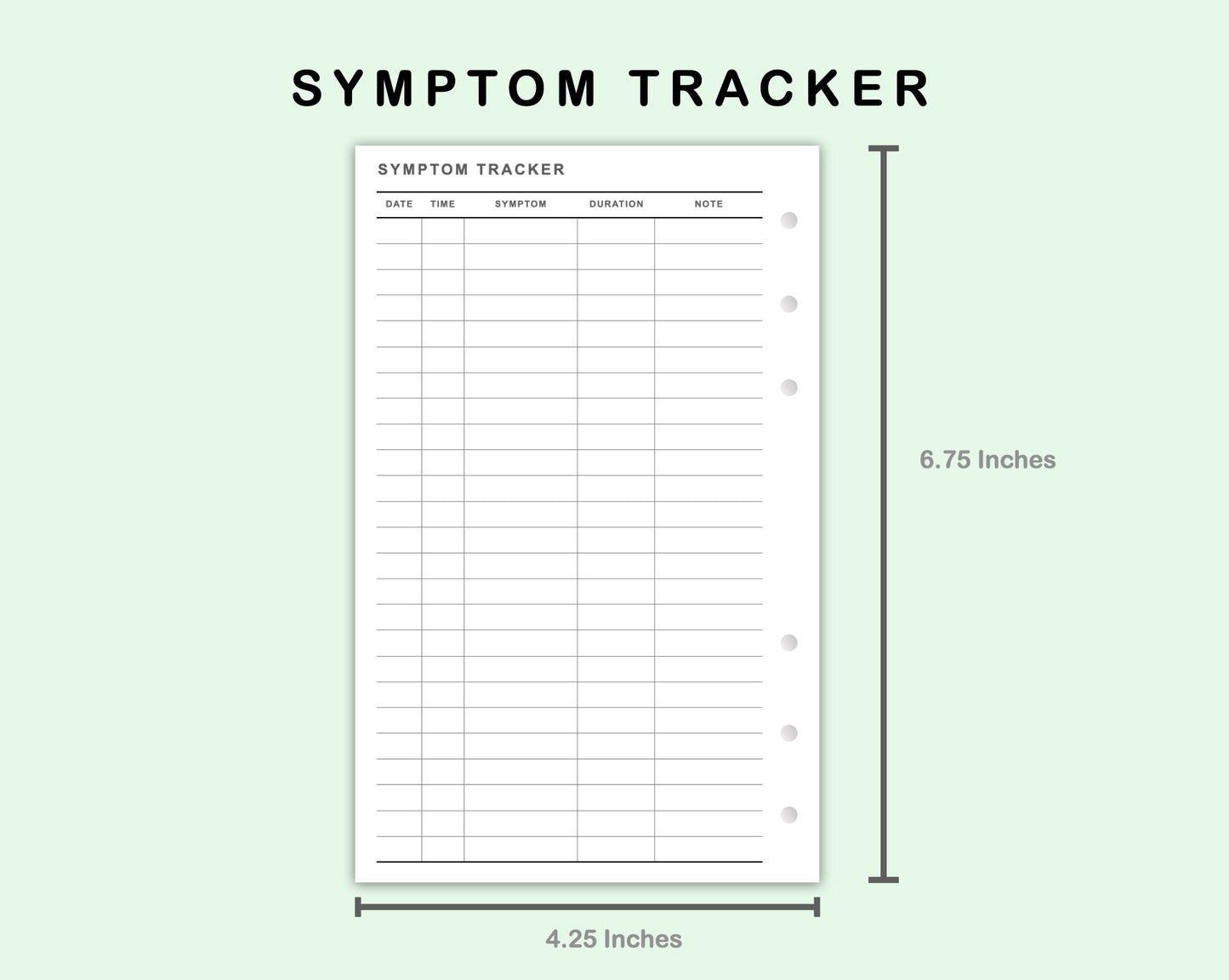 FC Compact Inserts - Symptom Tracker