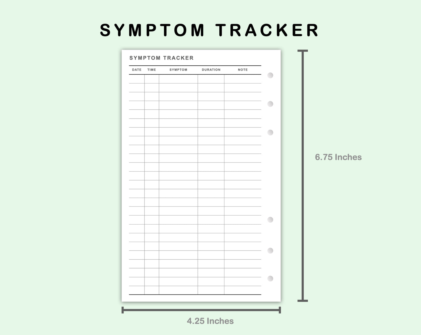 FC Compact Inserts - Symptom Tracker