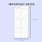 Skinny Classic HP Inserts - Importanat Dates