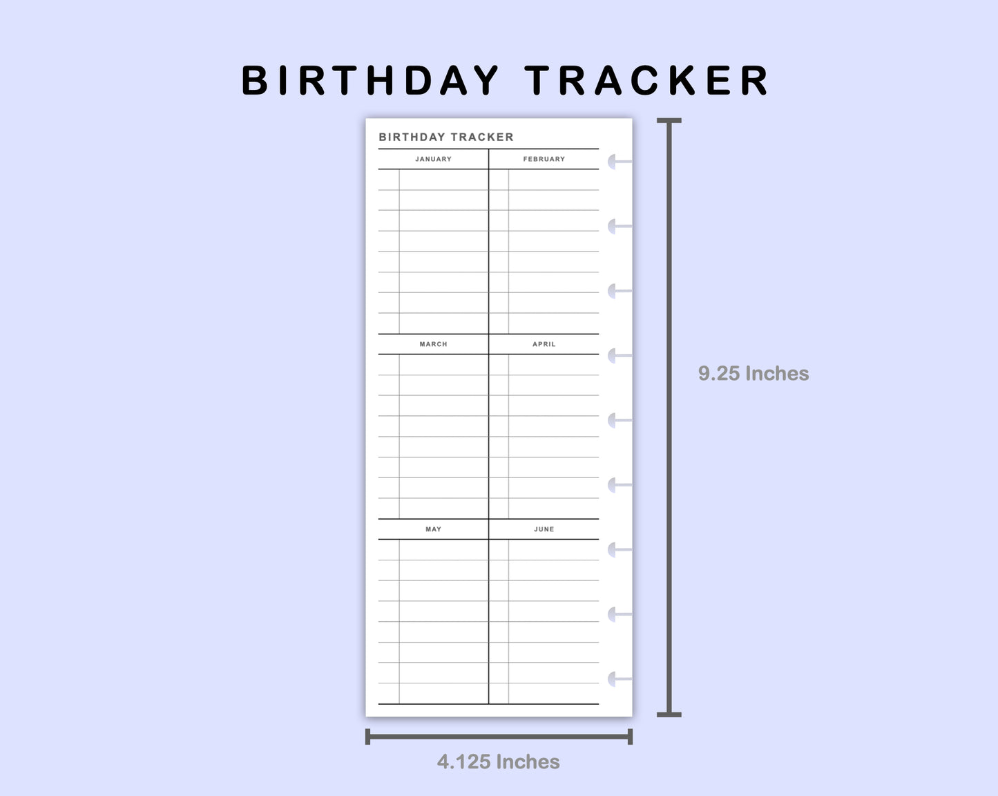 Skinny Classic HP Inserts - Birthday Tracker