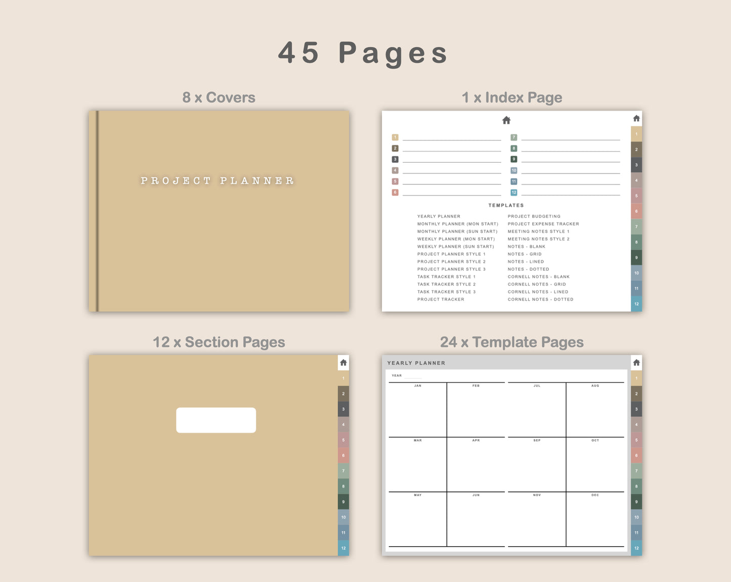 Digital Project Planner - Landscape - Muted