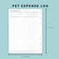 B6 Wide Inserts - Pet Expense Log
