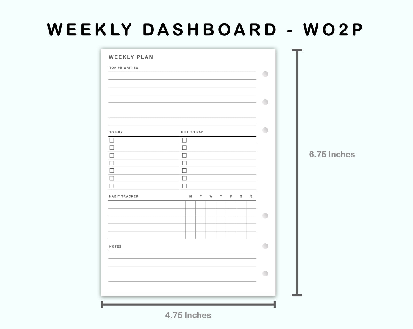 Personal Wide Inserts - Weekly Dashboard
