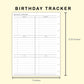 Classic HP Inserts - Birthday Tracker