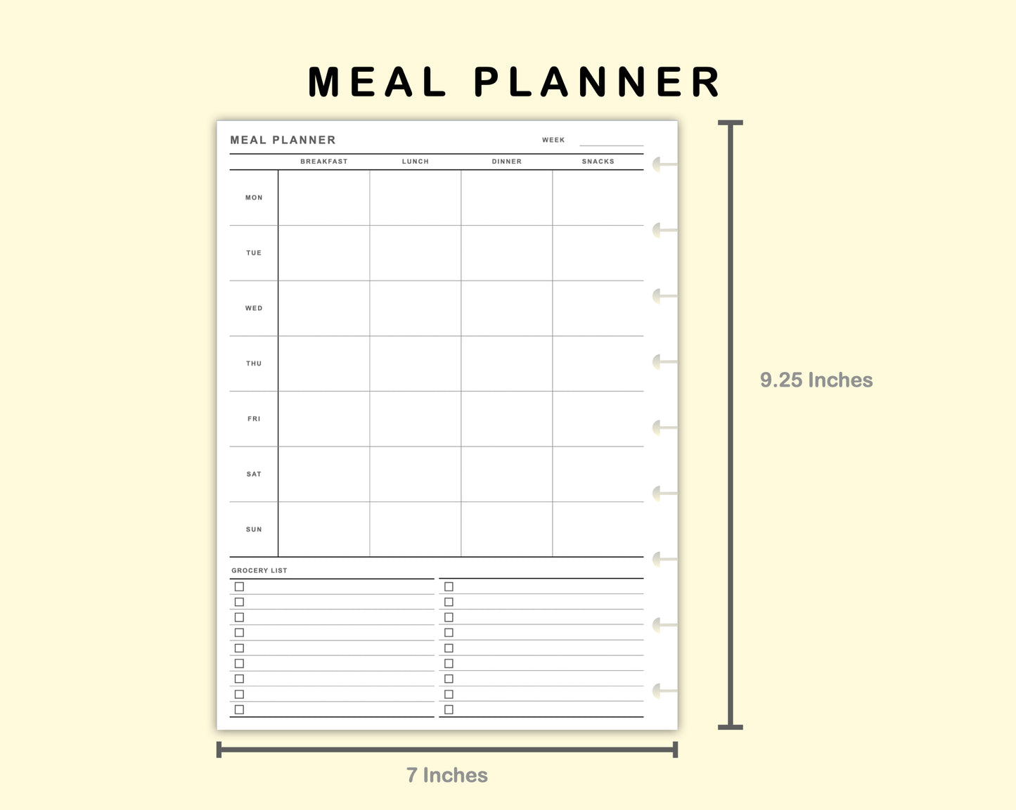 Classic HP Inserts - Meal Planner with Grocery List