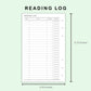 FC Compact Inserts - Reading Log