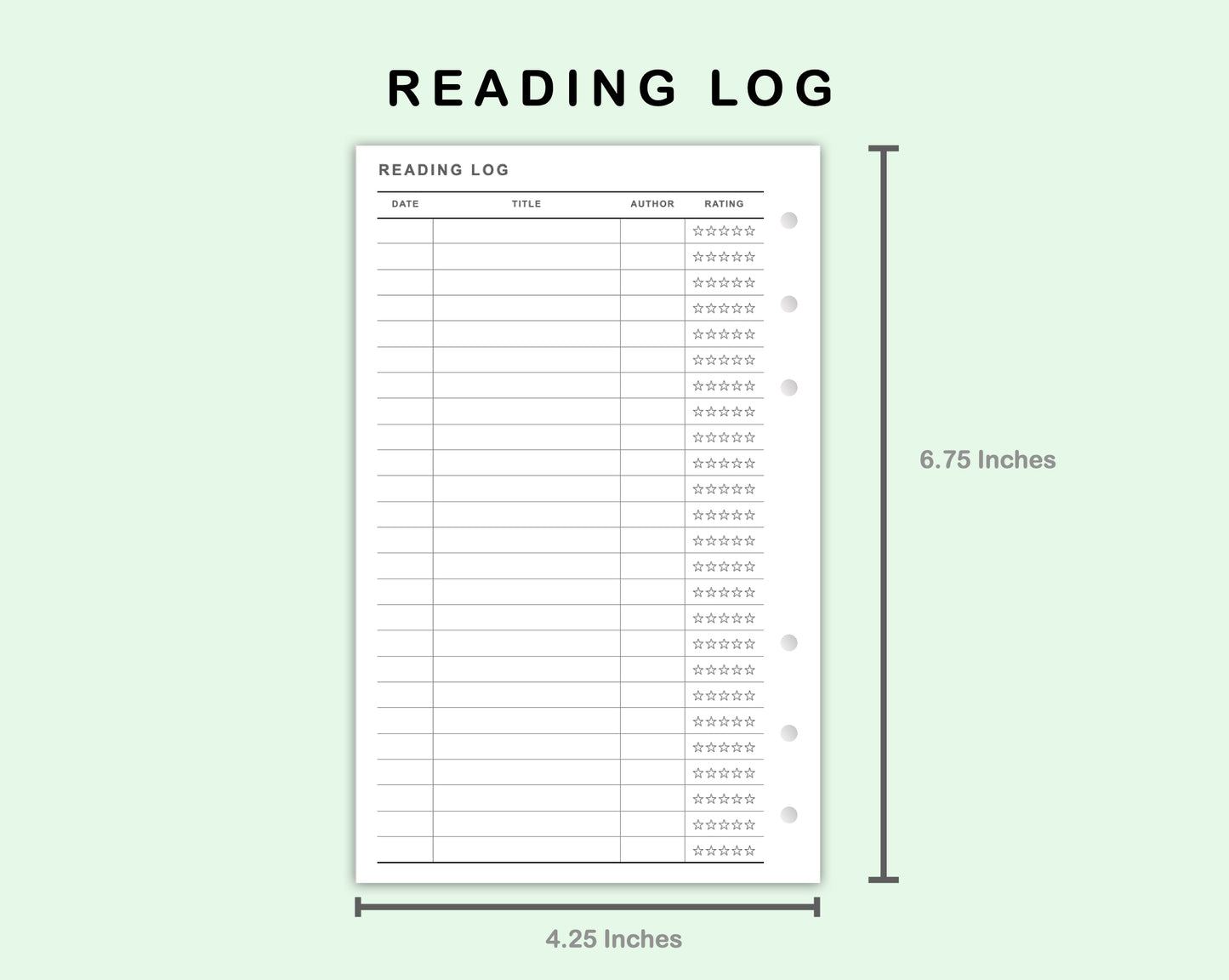FC Compact Inserts - Reading Log