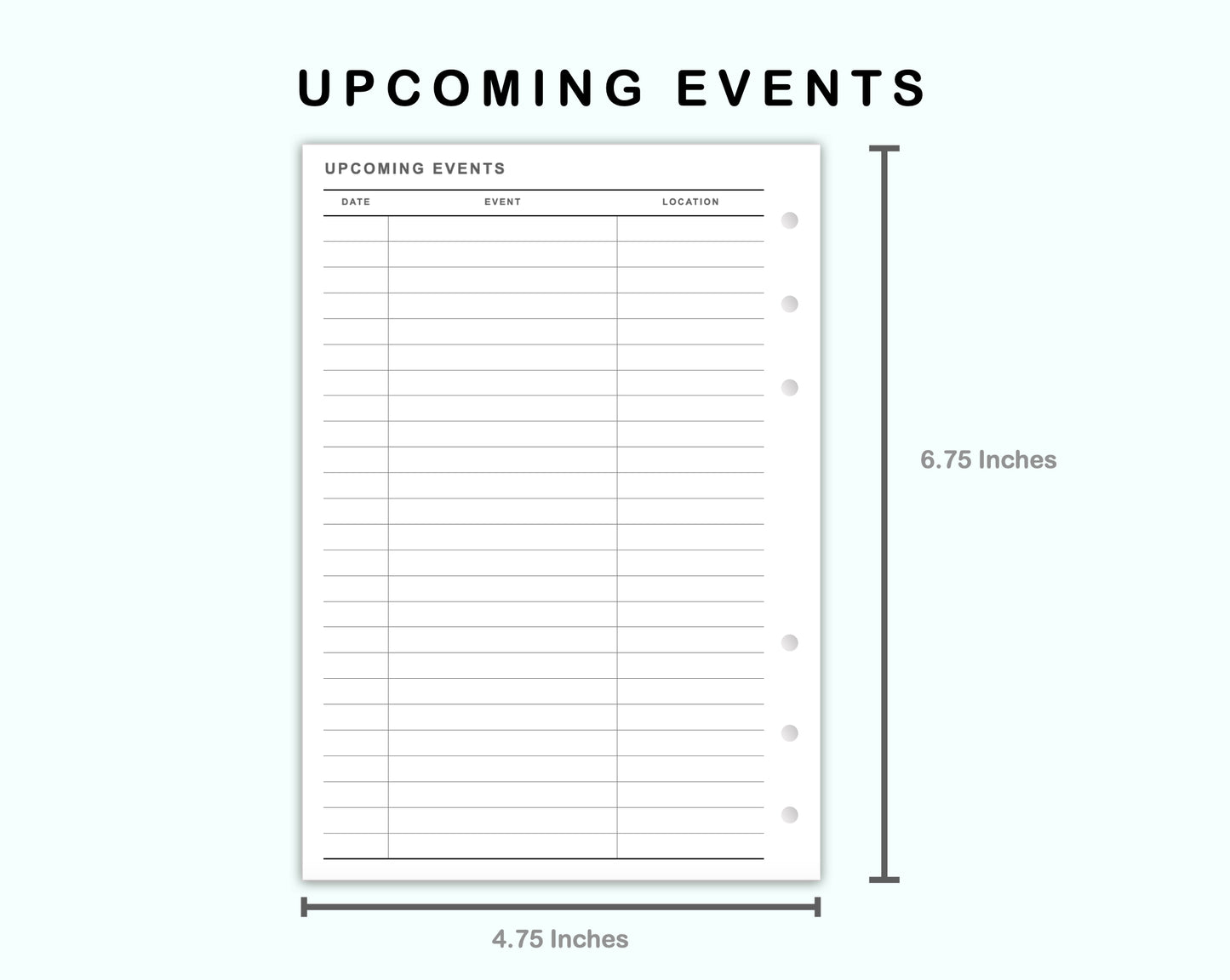 Personal Wide Inserts - Upcoming Event