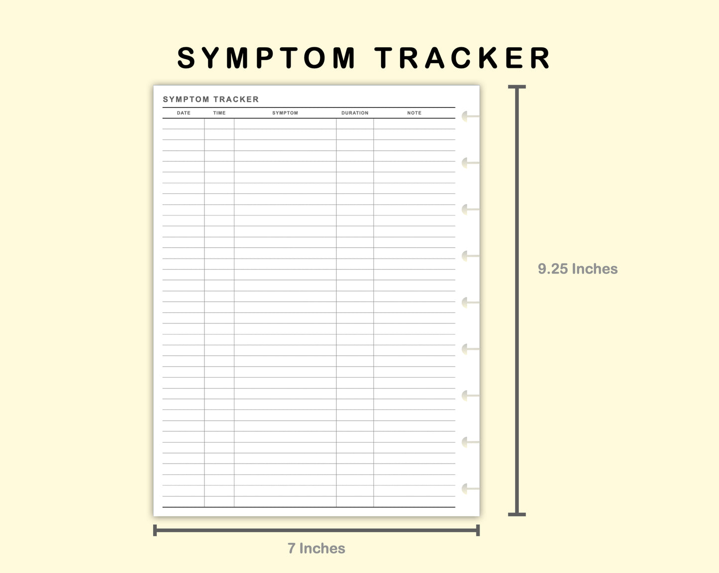 Classic HP Inserts - Symptom Tracker