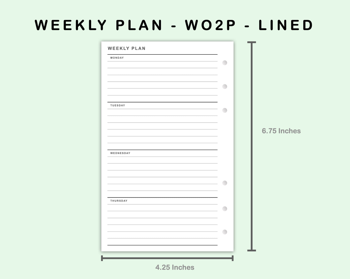 FC Compact Inserts - Weekly Plan - WO2P - Lined