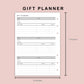 B6 Inserts - Gift Planner