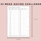 B6 Inserts - 52 Week Saving Challenge