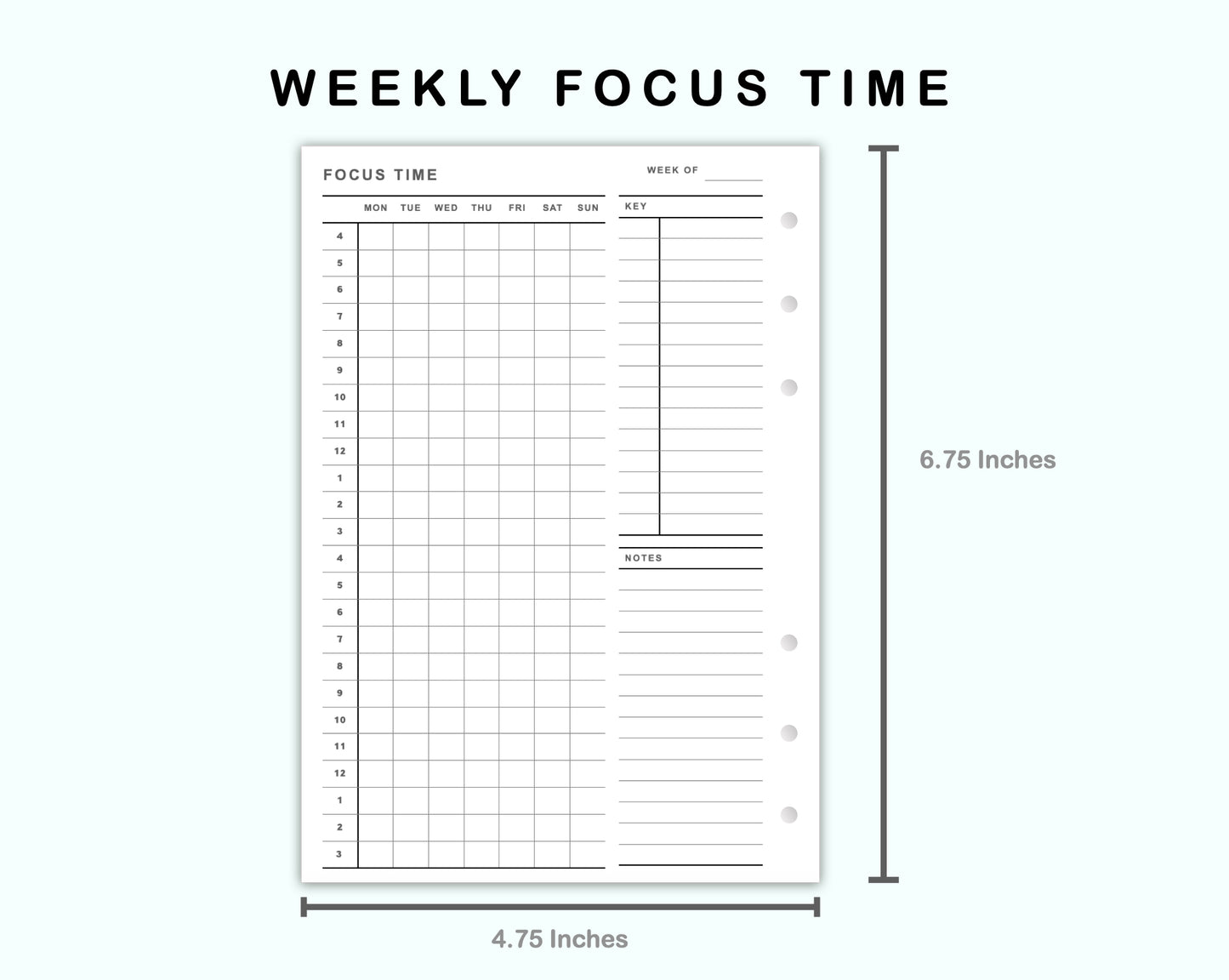 Personal Wide Inserts - Weekly Focus Time