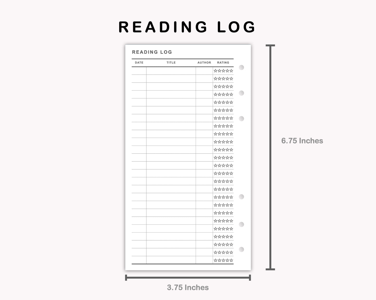 Personal Inserts - Reading Log