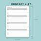 B6 Wide Inserts - Contact List