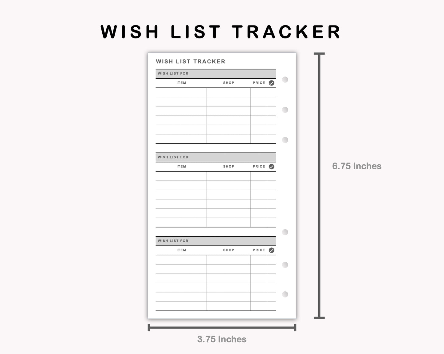 Personal Inserts - Wish List Tracker by Wish List For