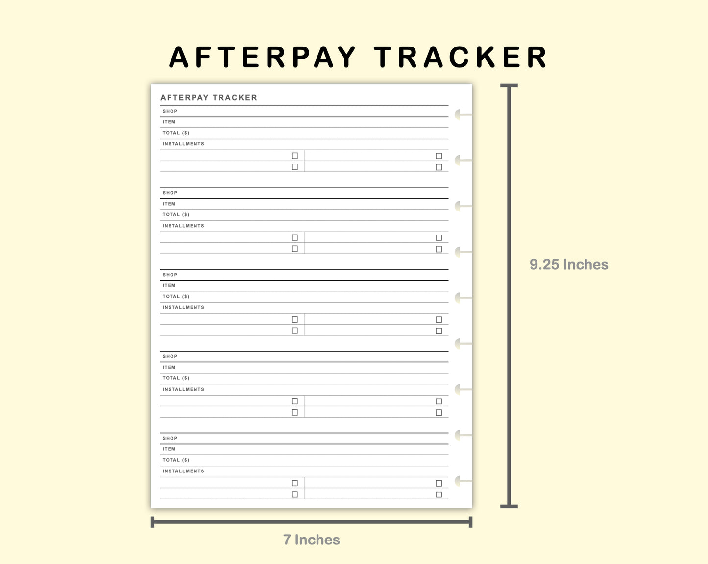 Classic HP Inserts - Afterpay Tracker