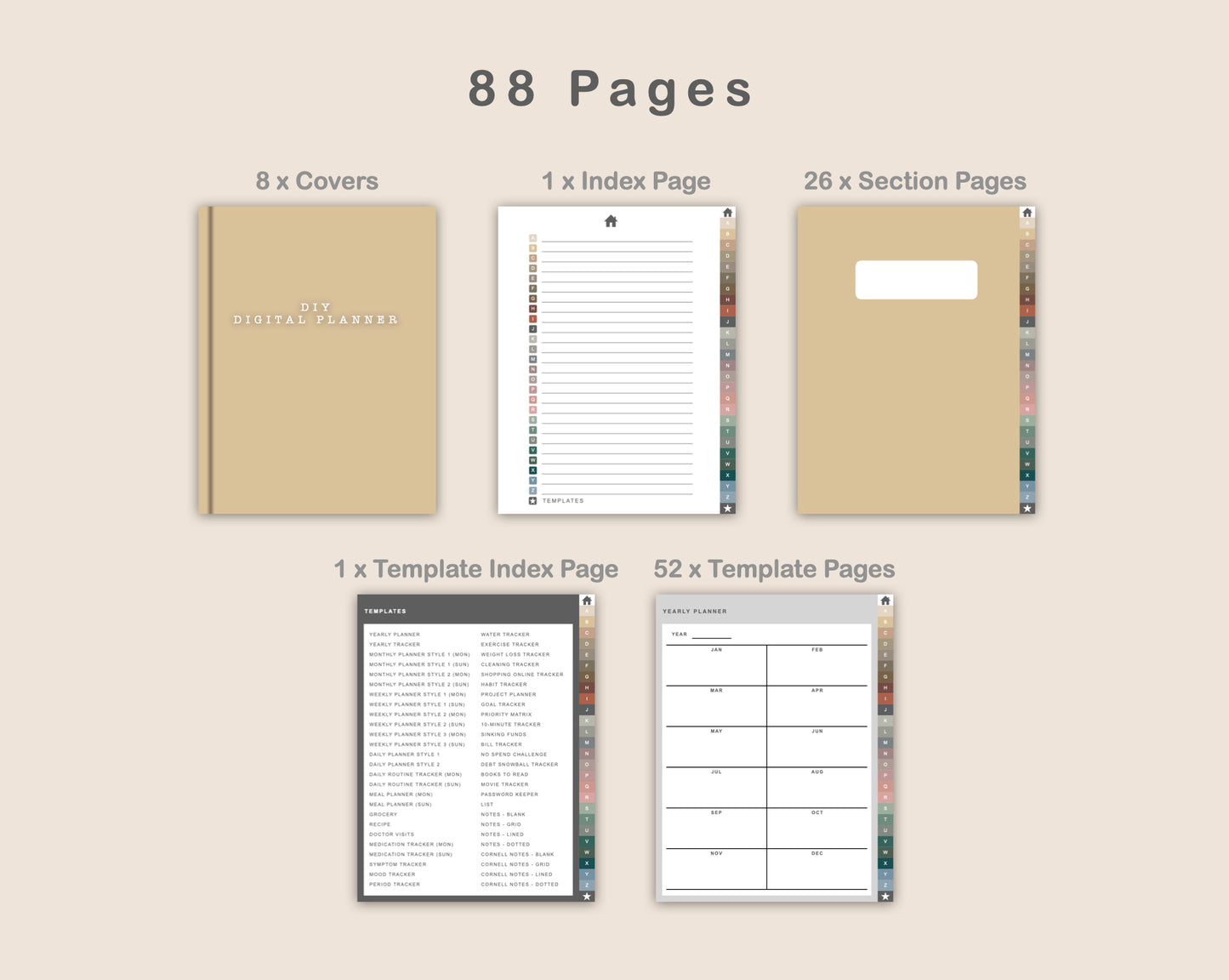 DIY Digital Planner - Portrait - Muted