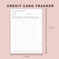 B6 Inserts - Credit Card Tracker