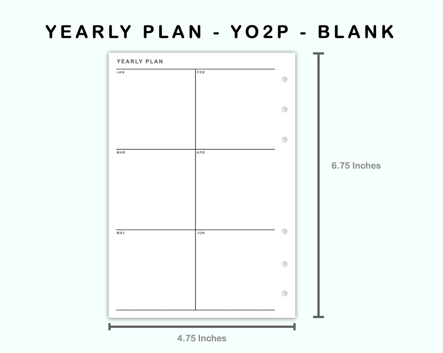 Personal Wide Inserts - Yearly Plan - YO2P - Blank