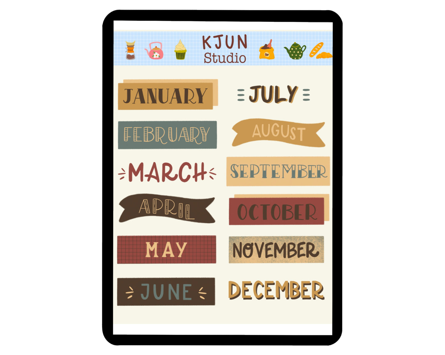 Digital Sticker - Month Name in Boho theme