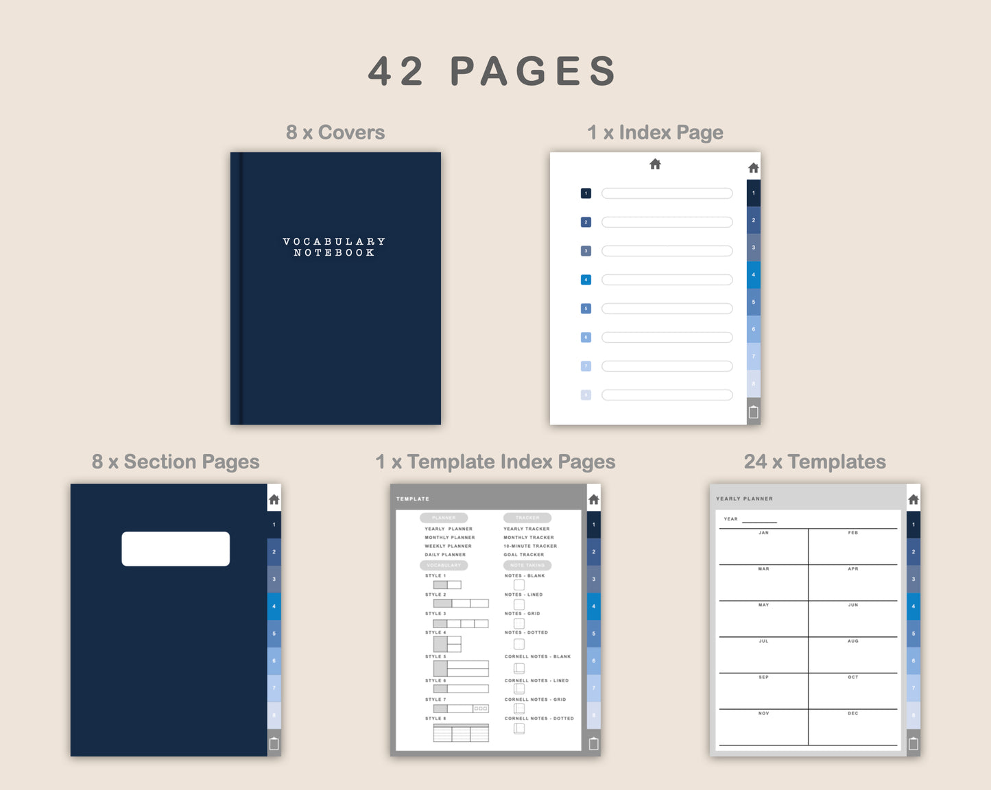 Digital Vocabulary Notebook - Classic Blue