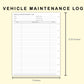 Classic HP Inserts - Vehicle Maintenance Log