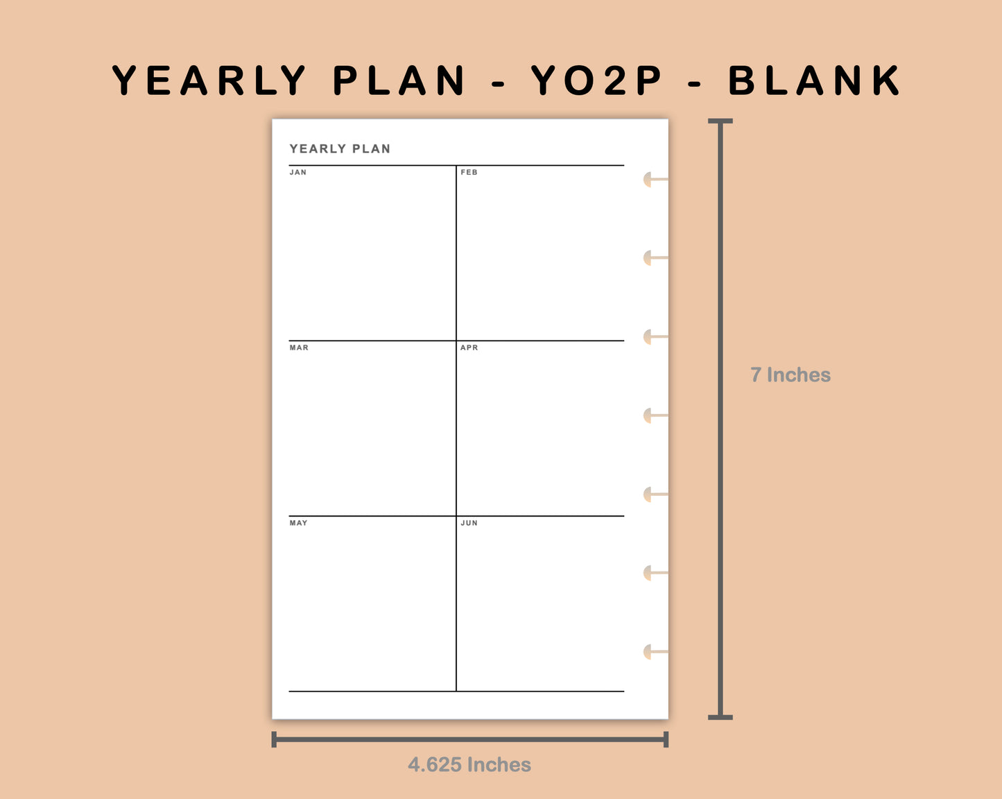 Mini Happy Planner Inserts - Yearly Plan - YO2P - Blank