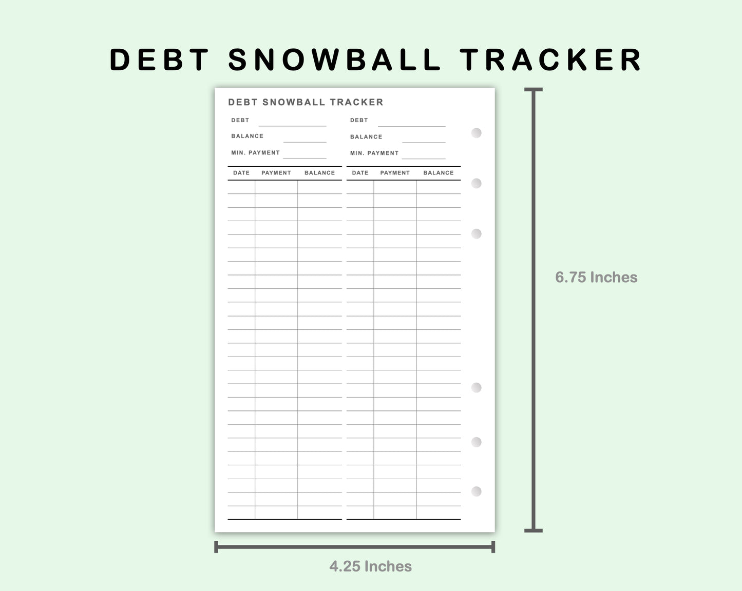FC Compact Inserts - Debt Snowball Tracker