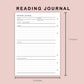 B6 Inserts - Reading Journal