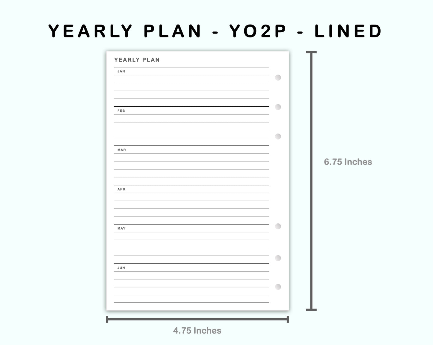Personal Wide Inserts - Yearly Plan - YO2P - Lined