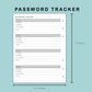 B6 Wide Inserts - Password Tracker