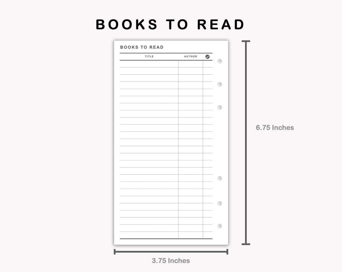 Book Paper Insert Personal Inserts - Books to read – kjunstudio