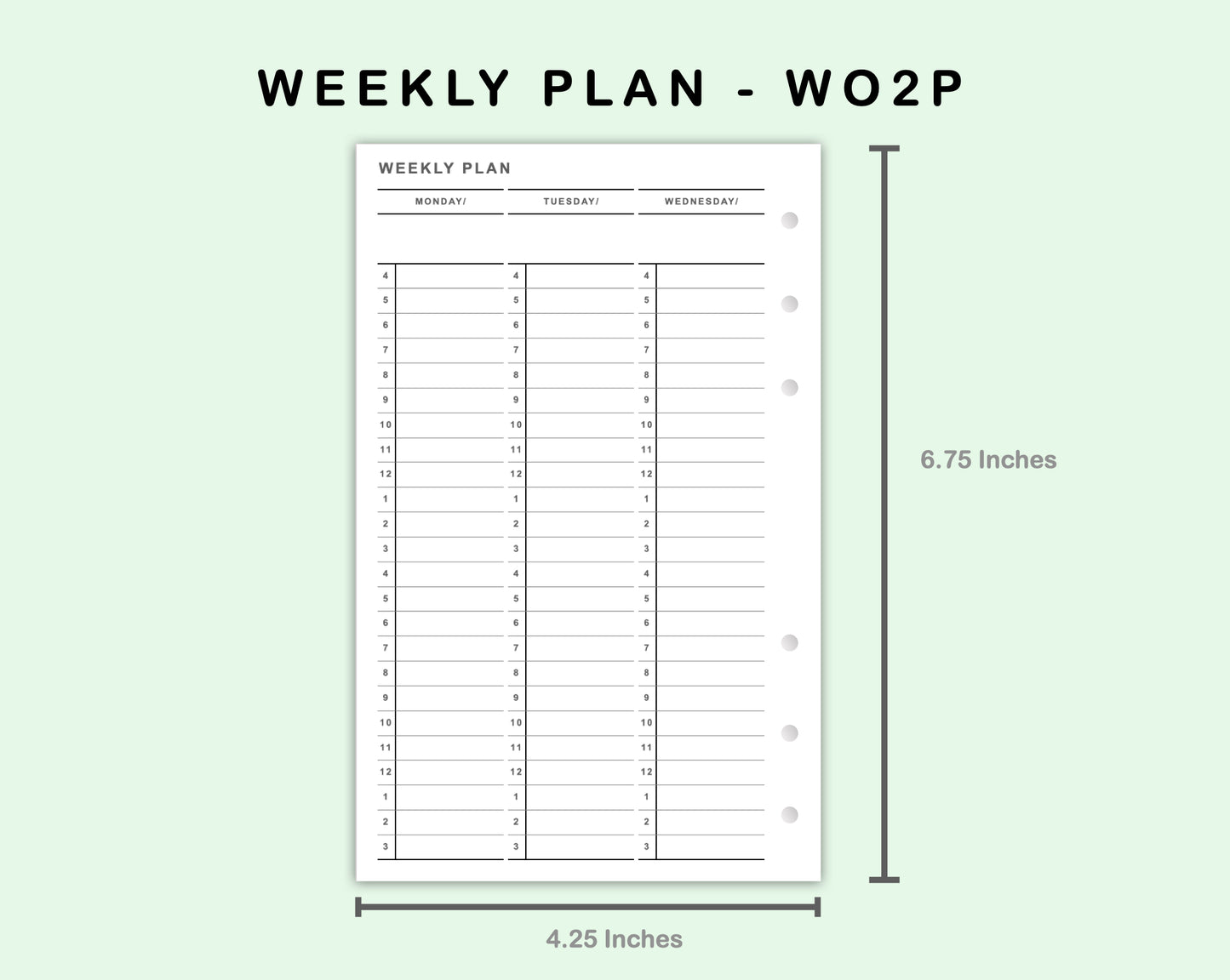 FC Compact Inserts - Weekly Plan - Vertical