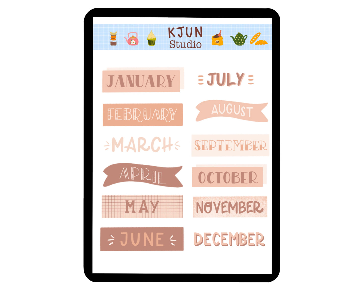 Digital Sticker - Month Name in Neutral theme