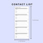 Skinny Classic HP Inserts - Contact List