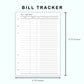 Personal Wide Inserts - Bill Tracker