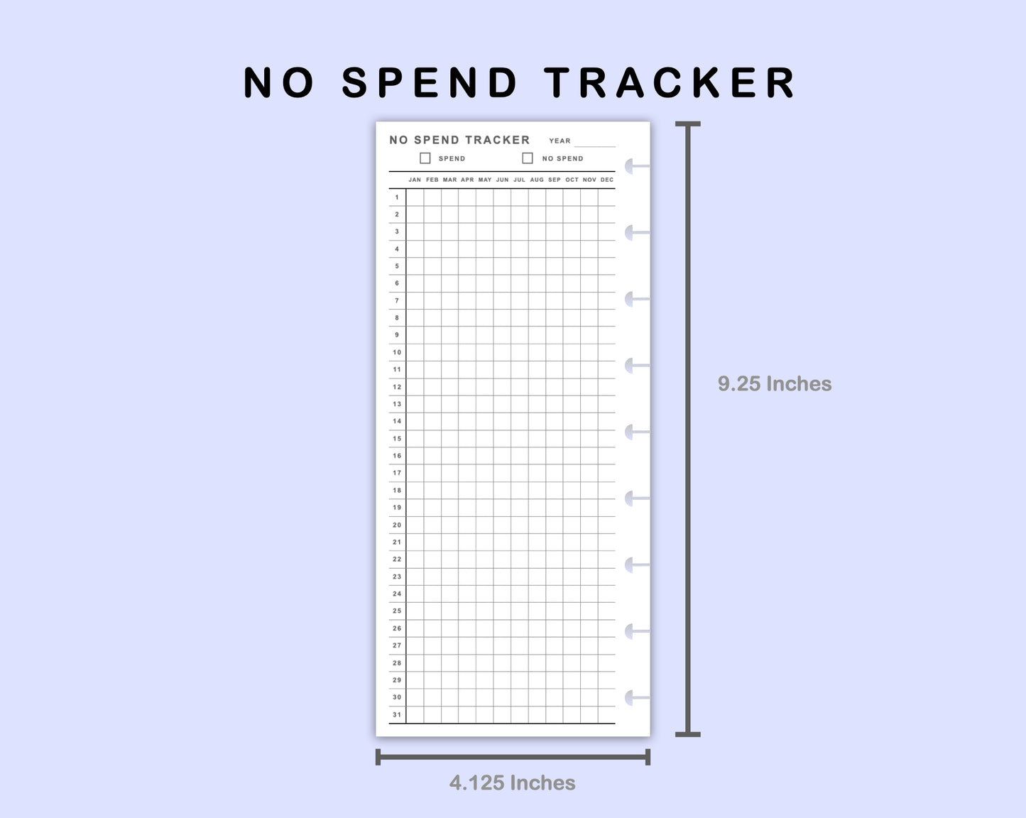 Skinny Classic HP Inserts - No Spend Tracker