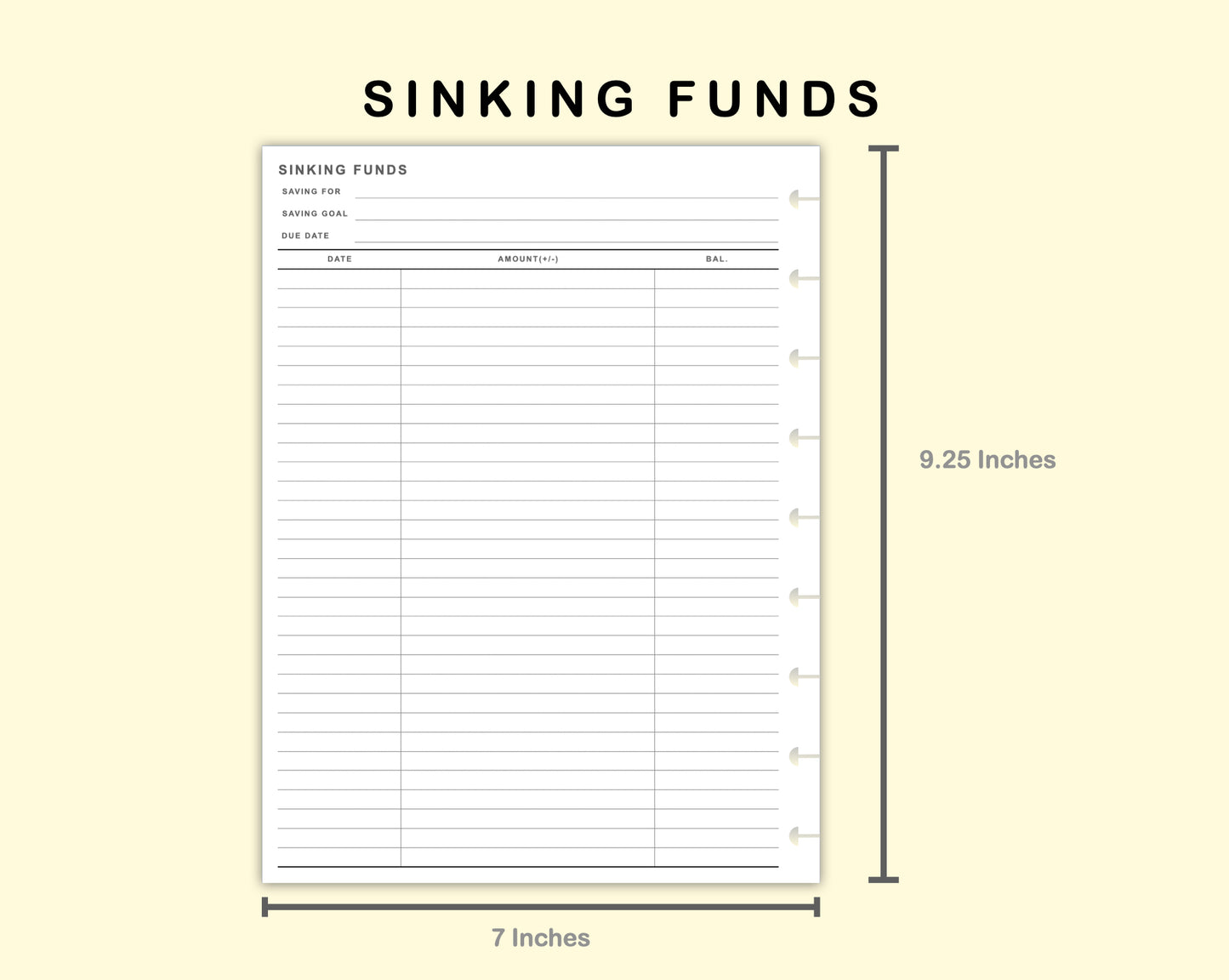 Classic HP Inserts - Sinking Funds