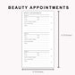 Personal Inserts - Beauty Appointments