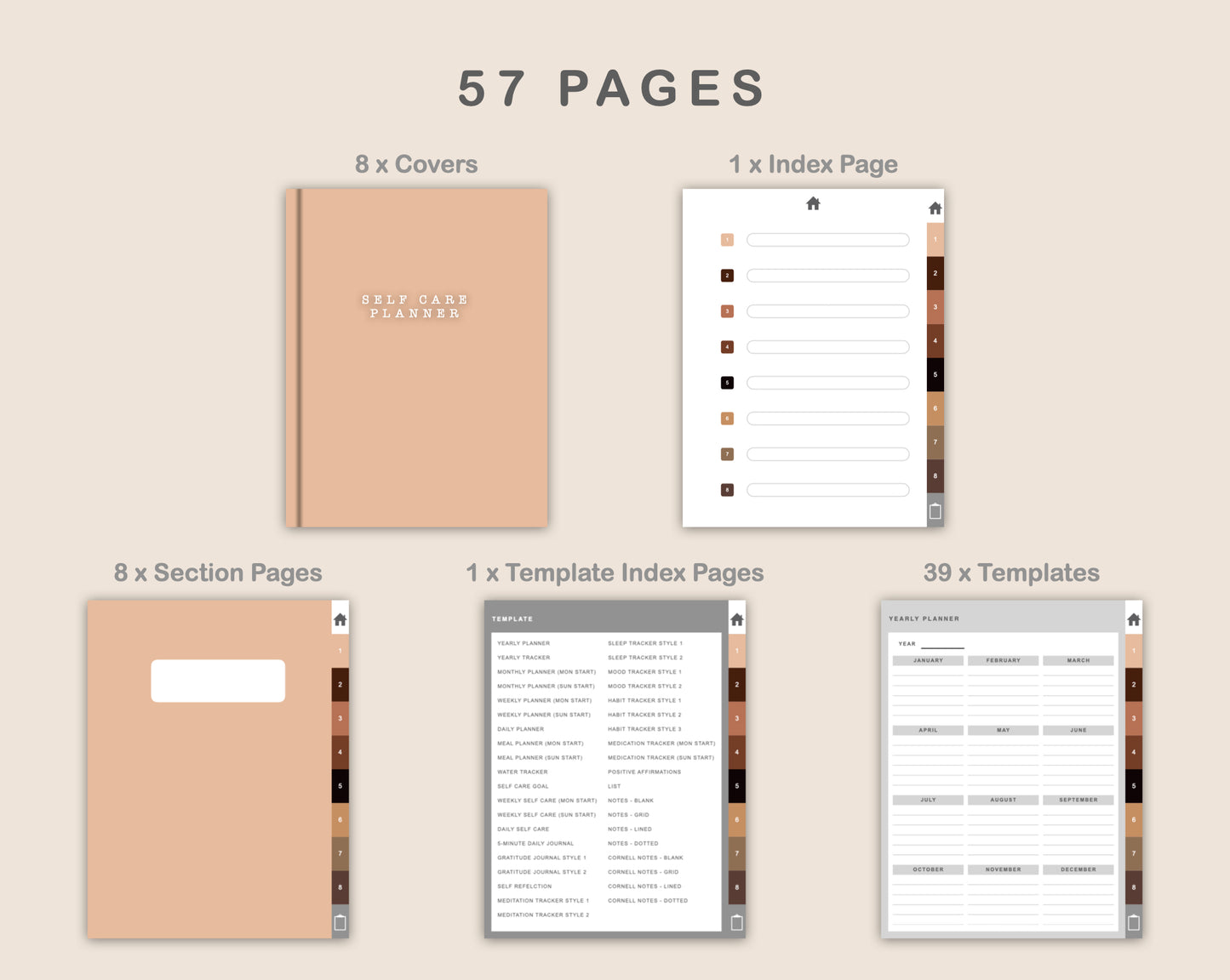 Digital Self Care Planner - Brown