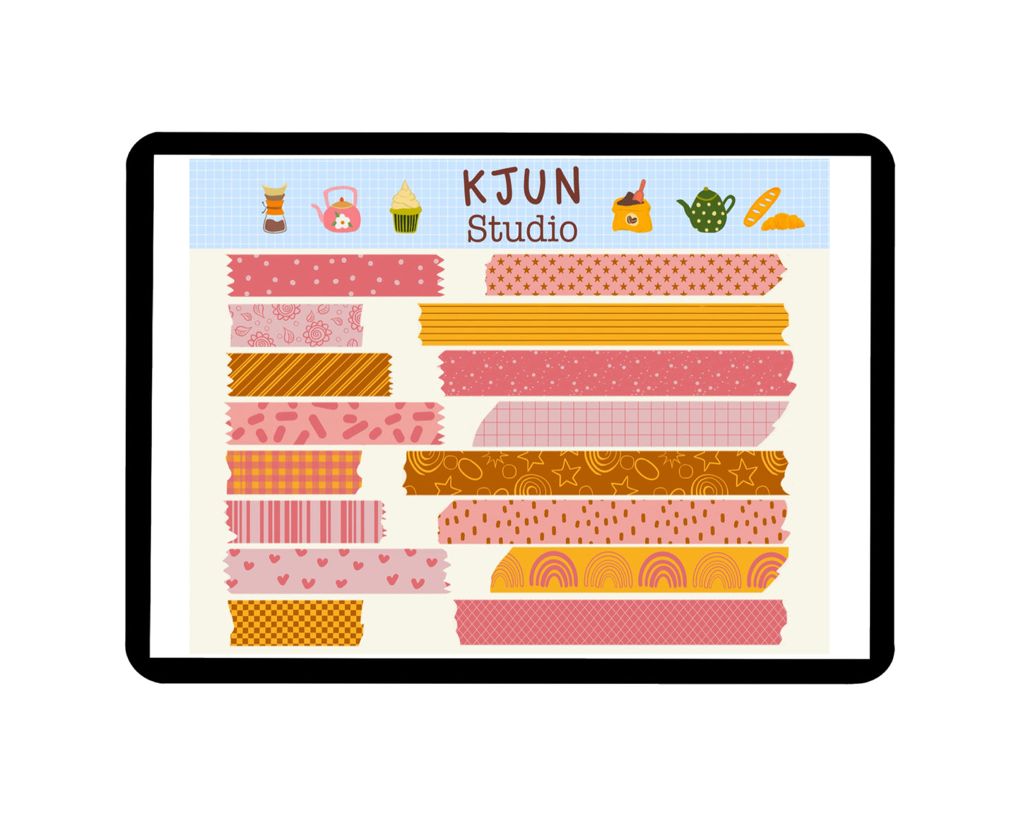 Digital Washi Tape - Pink and Yellow