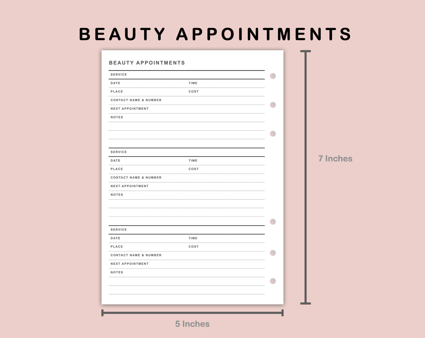 B6 Inserts - Beauty Appointments