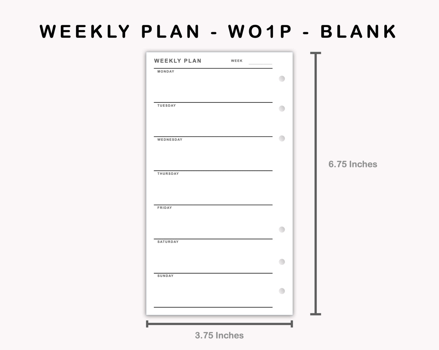 Personal Inserts - Weekly Plan - WO1P - Blank
