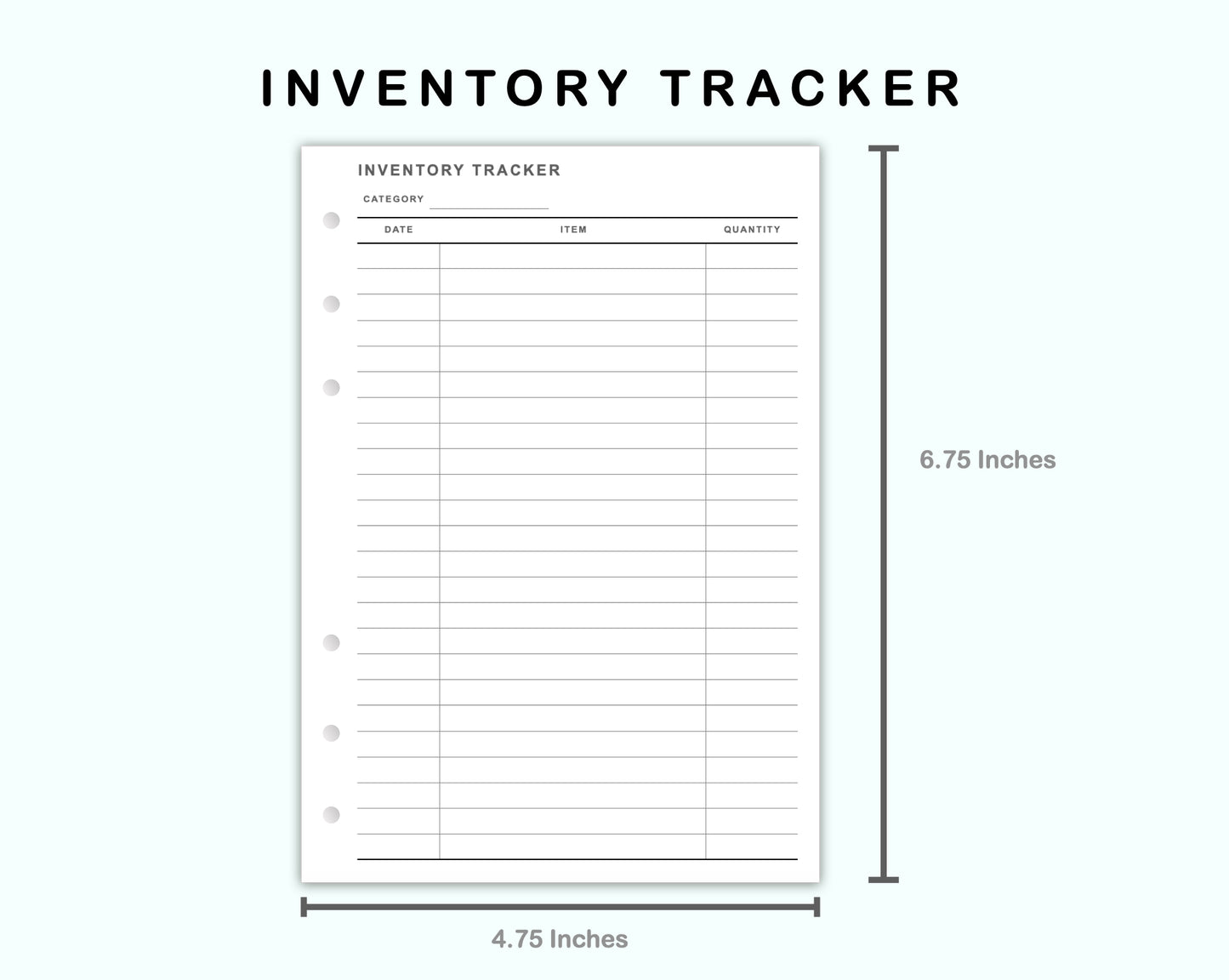Personal Wide Inserts - Inventory Tracker