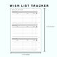 Personal Wide Inserts - Wish List Tracker by Wish List For