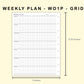 Classic HP Inserts - Weekly Plan - WO1P - Grid