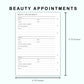 Personal Wide Inserts - Beauty Appointments