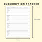 Classic HP Inserts - Subscription Tracker